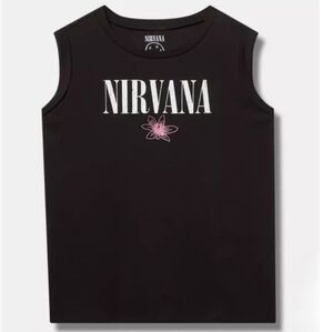 NWT Torrid 2 Nirvana Embroidered Tank Black Pink Cotton AD-1426